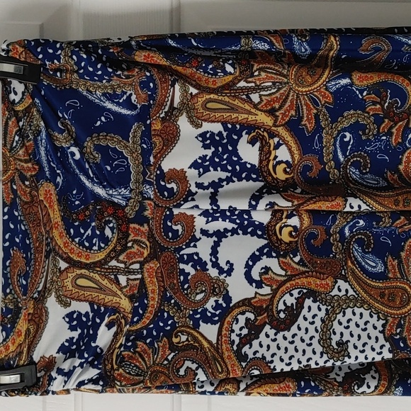 WinWin Paisley Flare Palazzo Pants in Blue and Brown Size L-XL Boho-Chic - Picture 3 of 6